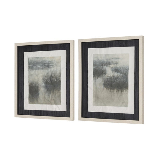 Mercana - Water Grasses by Mercana Studio a Hand Embellished Framed Art Print Matted under Glass (Set of 2) - 15654 view 2