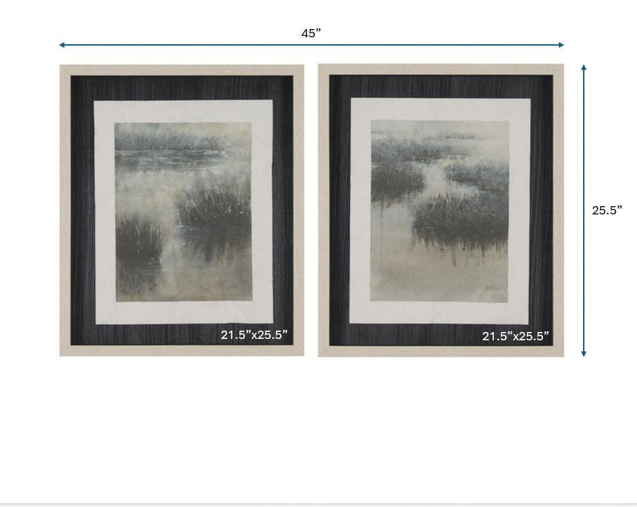 Mercana - Water Grasses by Mercana Studio a Hand Embellished Framed Art Print Matted under Glass (Set of 2) - 15654 view 8