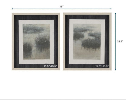 Mercana - Water Grasses by Mercana Studio a Hand Embellished Framed Art Print Matted under Glass (Set of 2) - 15654 view 8