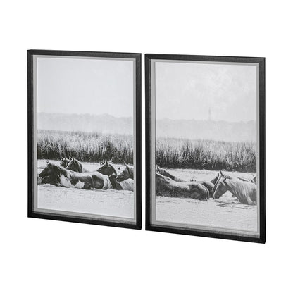 Mercana - Water Horses III 1 by PH Burchett a Hand Embellished Textured Framed Art Print Matted under Glass - 12833 view 1