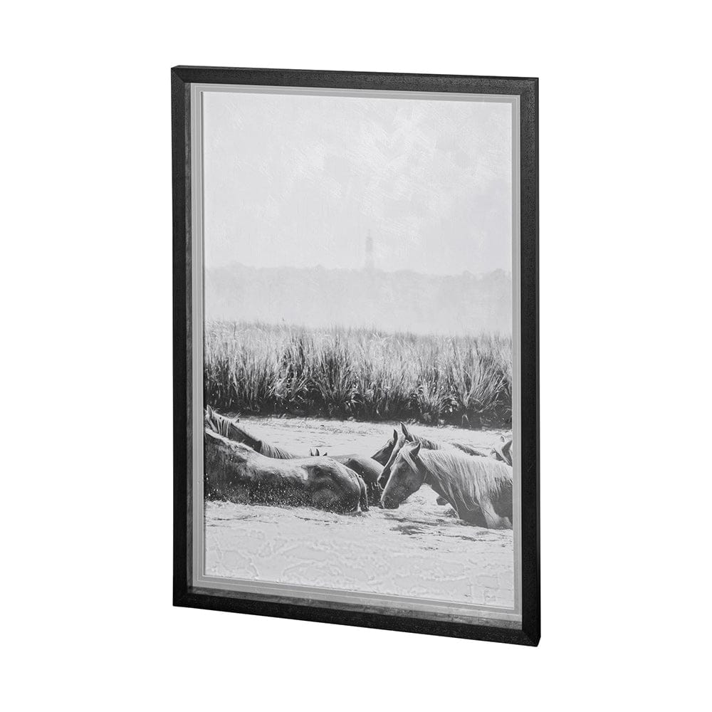 Mercana - Water Horses III 1 by PH Burchett a Hand Embellished Textured Framed Art Print Matted under Glass - 12833 view 4