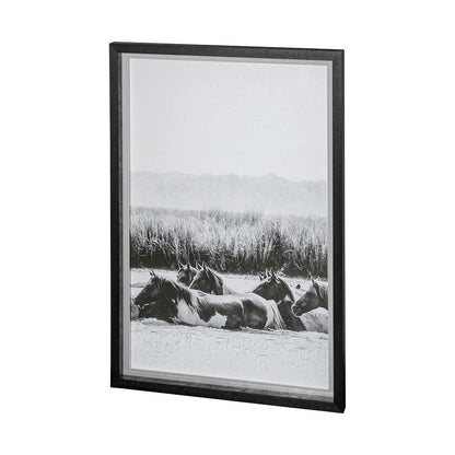 Mercana - Water Horses III 1 by PH Burchett a Hand Embellished Textured Framed Art Print Matted under Glass - 12833 view 5