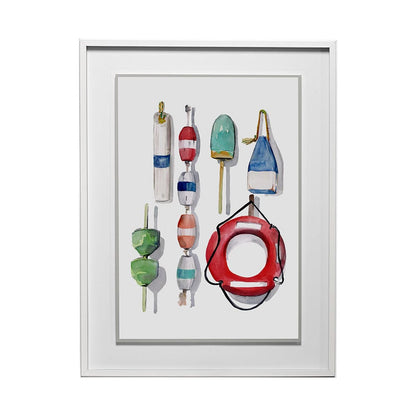 Mercana - Watercolor Buoys II by Jenifer Paxton Parker a Framed Art Print Matted under Glass - 13086 view 1