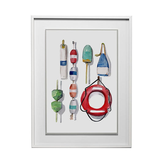 Mercana - Watercolor Buoys II by Jenifer Paxton Parker a Framed Art Print Matted under Glass - 13086 view 1