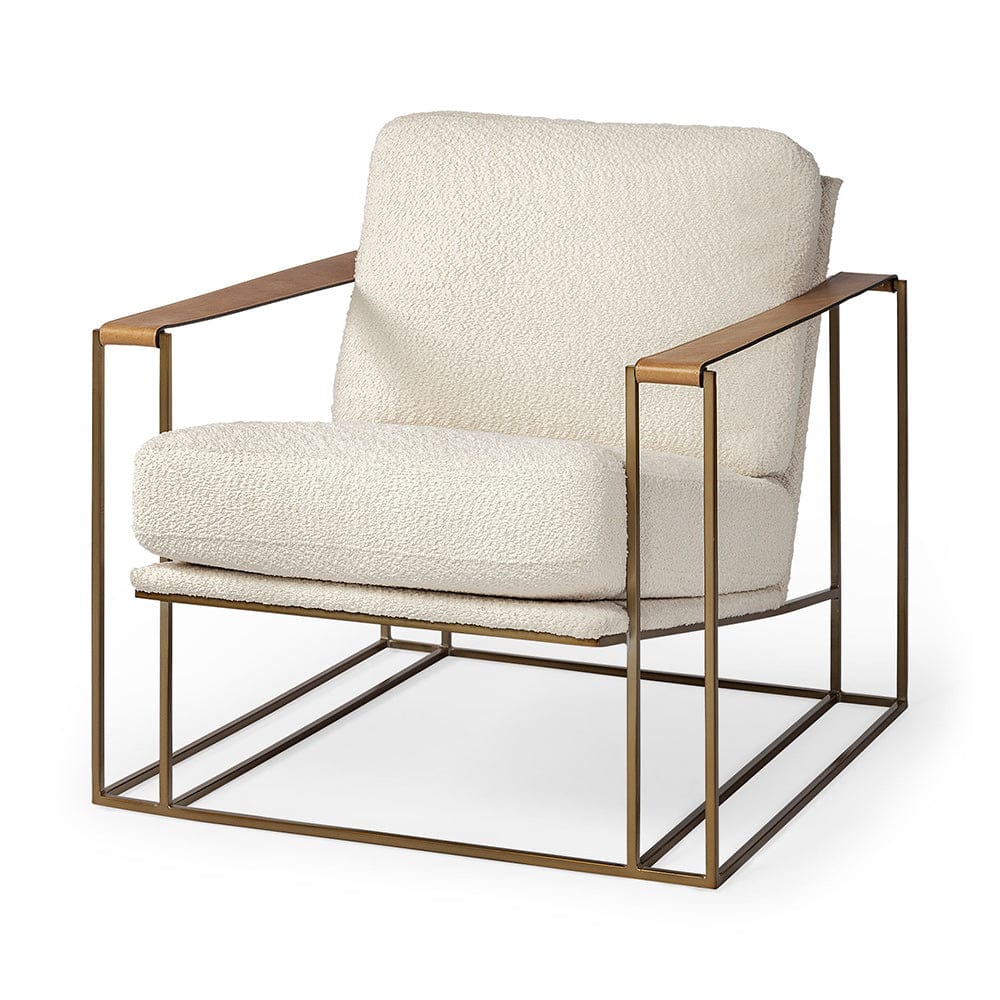 Mercana - Watson Cream Fabric Wrap Gold Metal Frame Accent Chair - 69135 view 1