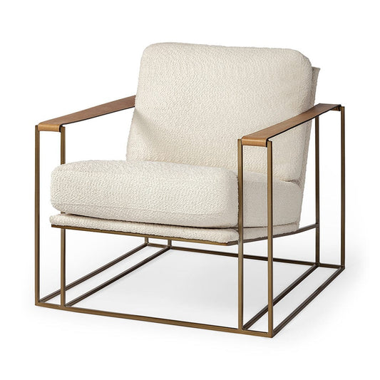 Mercana - Watson Cream Fabric Wrap Gold Metal Frame Accent Chair - 69135 view 1