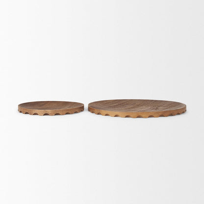 Mercana - Waverly Round Light Brown Wood Scalloped Edged Trays - 70929 view 3