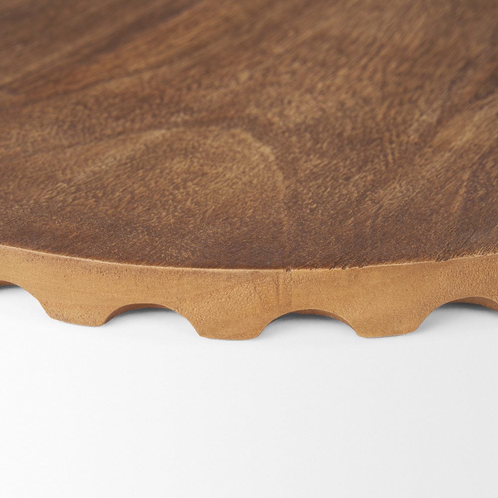 Mercana - Waverly Round Light Brown Wood Scalloped Edged Trays - 70929 view 6