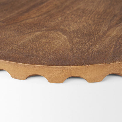 Mercana - Waverly Round Light Brown Wood Scalloped Edged Trays - 70929 view 6