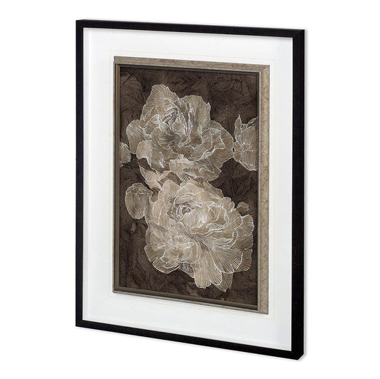 Mercana - Weaved Peony I by Mercana Studio a Hand Embellished Textured Framed Art Print Matted under Glass - 12014 view 1