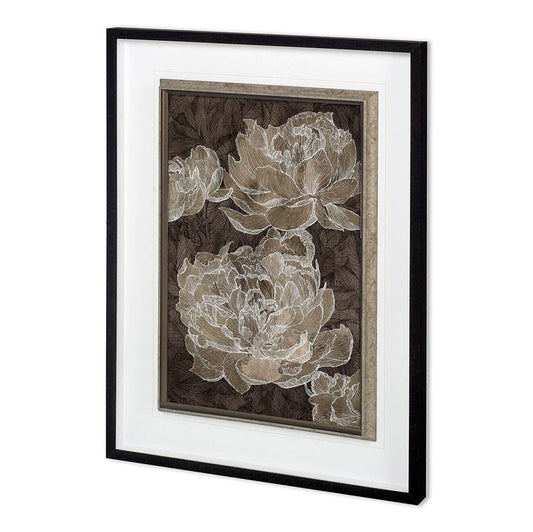 Mercana - Weaved Peony II by Mercana Studio a Hand Embellished Textured Framed Art Print Matted under Glass - 12015 view 1