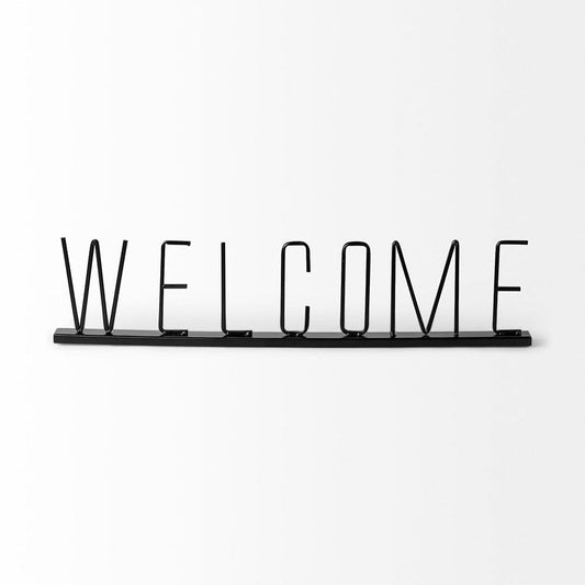 Mercana - Welcome 24L x 1W Black Metal Sign - 68791_CLOSEOUT view 2