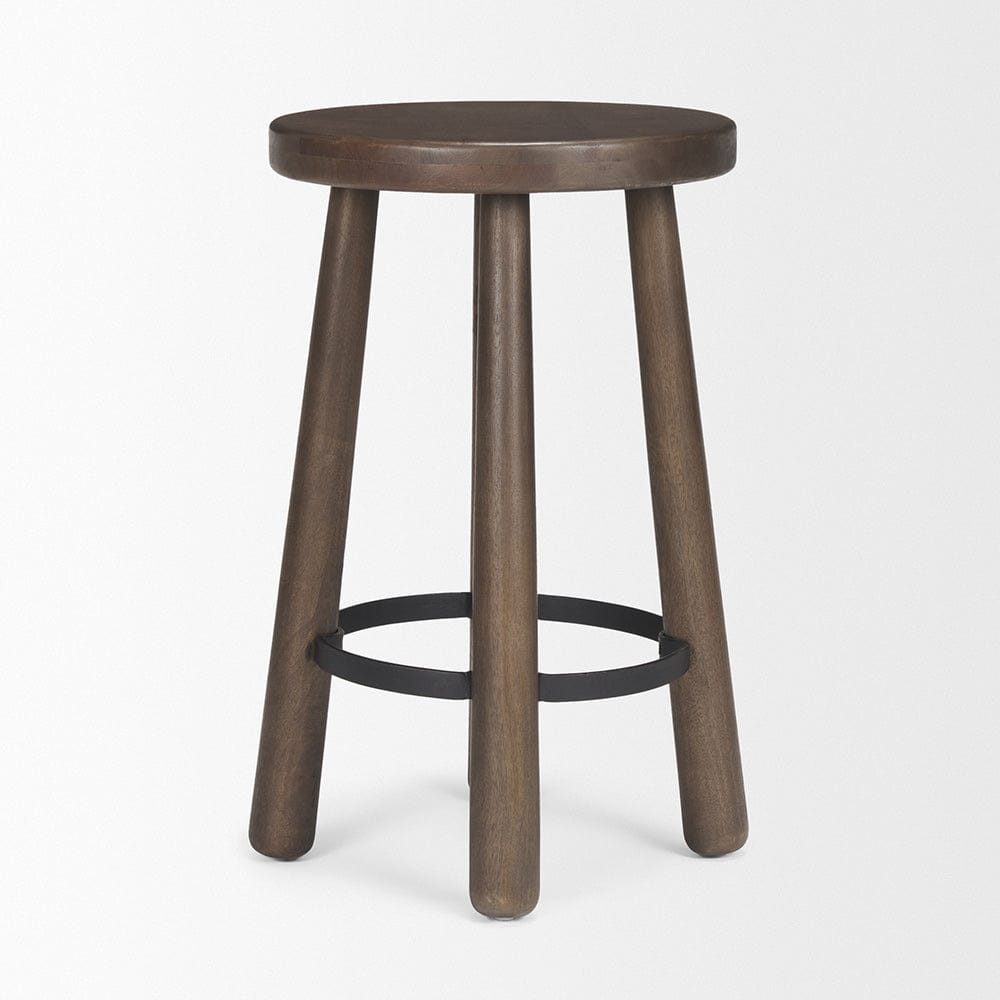 Mercana - Weldon Dark Brown Wood w/ Matte Black Metal Counter Stool - 71037 view 3