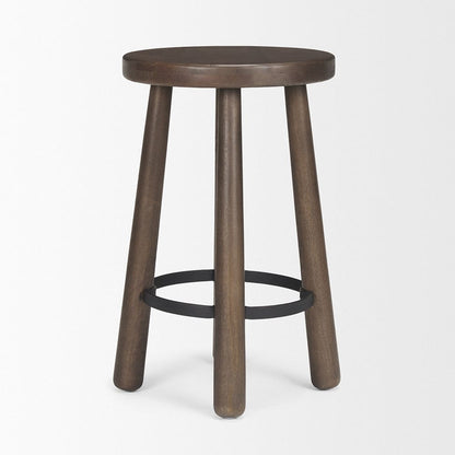 Mercana - Weldon Dark Brown Wood w/ Matte Black Metal Counter Stool - 71037 view 3