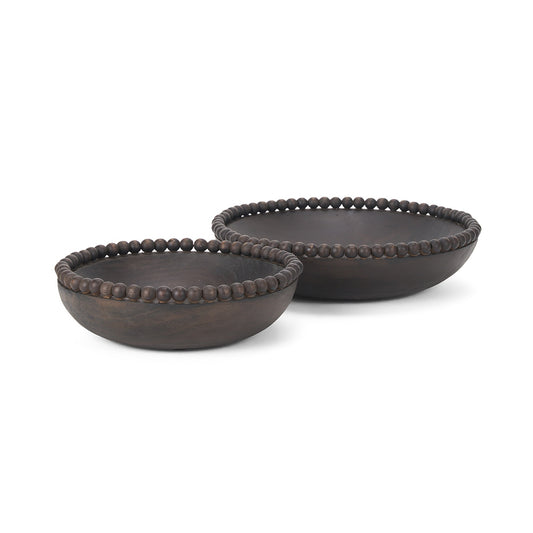 Mercana - Wendell Dark Brown Wood w/ Wood Beads Round Bowls - 70927 view 1