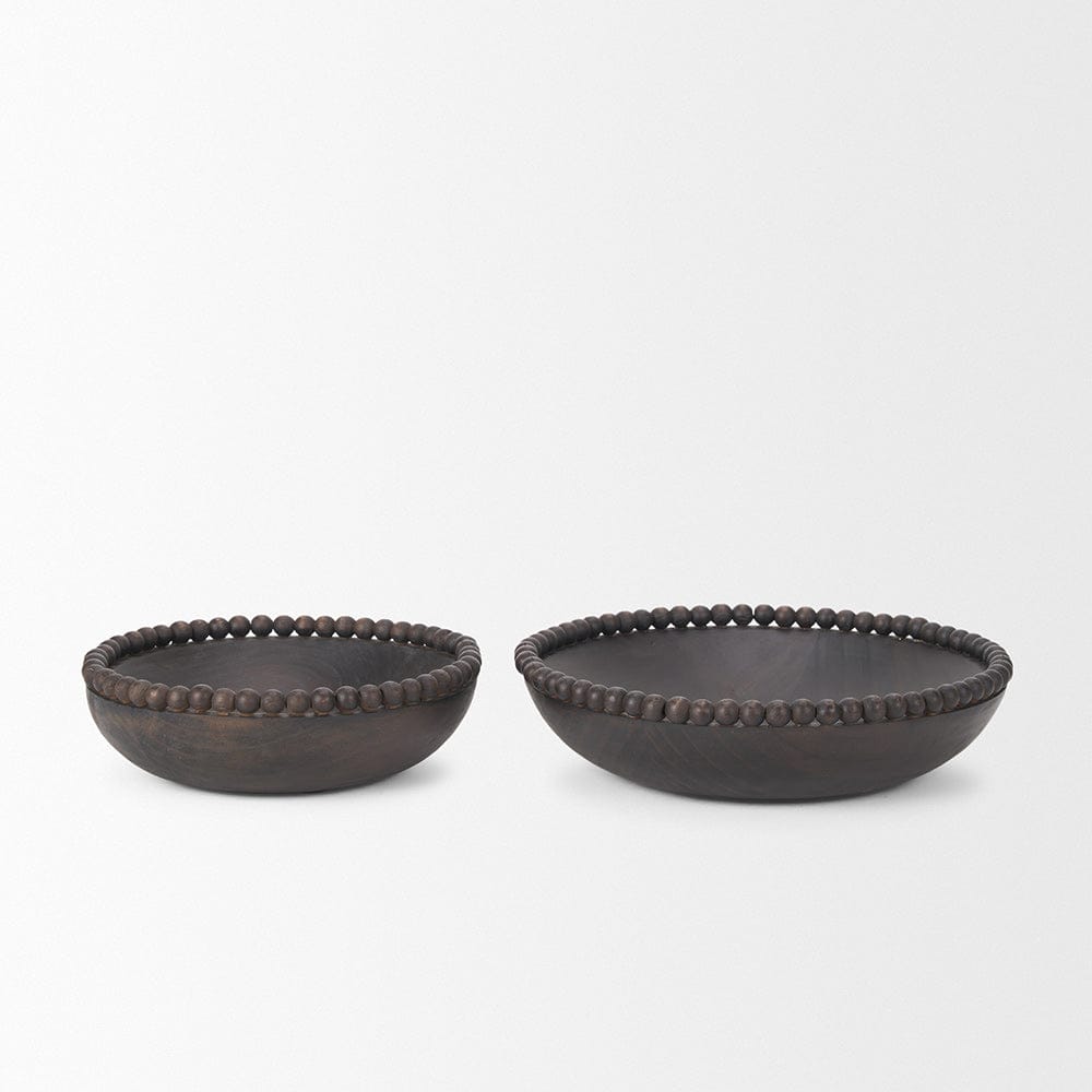 Mercana - Wendell Dark Brown Wood w/ Wood Beads Round Bowls - 70927 view 3