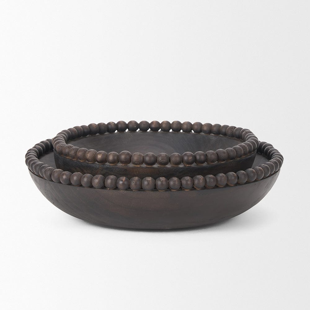 Mercana - Wendell Dark Brown Wood w/ Wood Beads Round Bowls - 70927 view 4