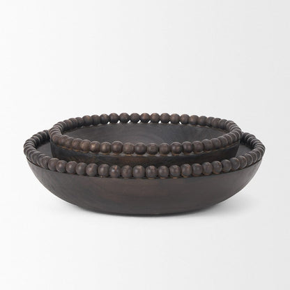 Mercana - Wendell Dark Brown Wood w/ Wood Beads Round Bowls - 70927 view 4