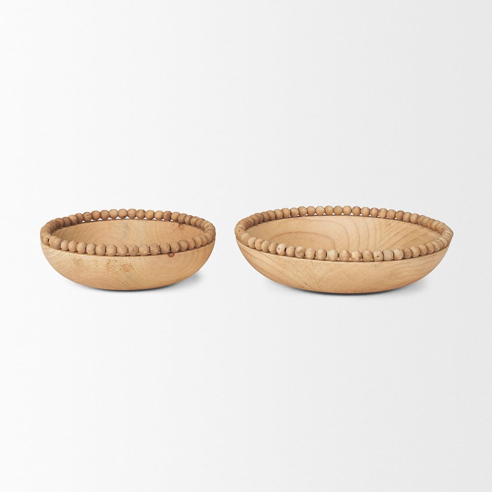 Mercana - Wendell Light Brown Wood w/ Wood Bead Round Bowls - 70928 view 2