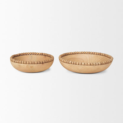 Mercana - Wendell Light Brown Wood w/ Wood Bead Round Bowls - 70928 view 2