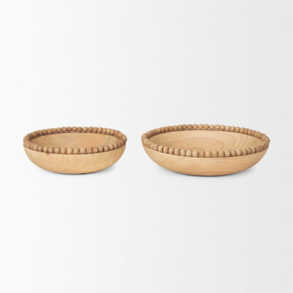 Mercana - Wendell Light Brown Wood w/ Wood Bead Round Bowls - 70928 view 3