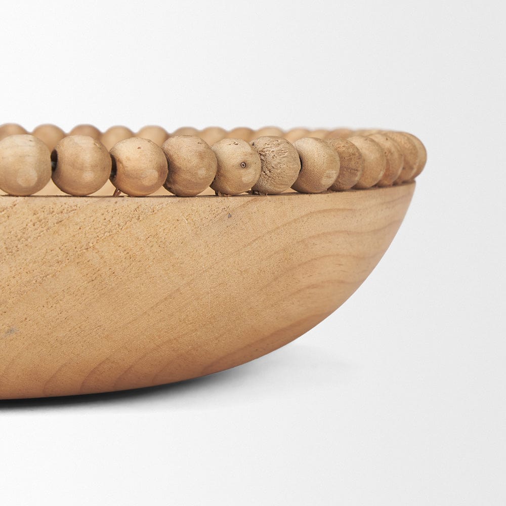 Mercana - Wendell Light Brown Wood w/ Wood Bead Round Bowls - 70928 view 7