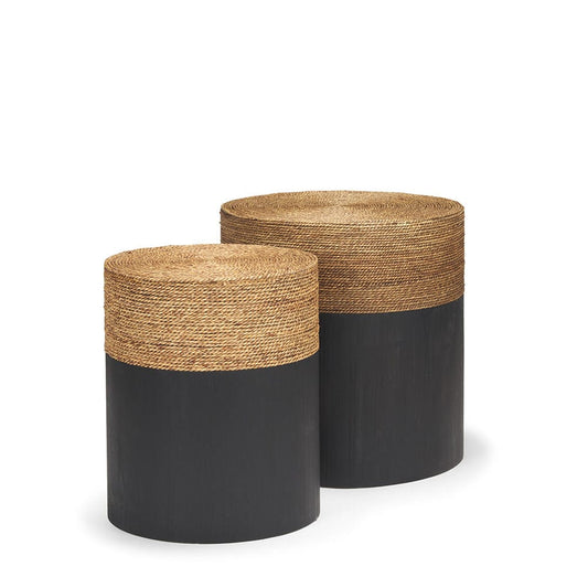Mercana - Wenopa Matte Black Wood w/ Natural Jute Accent Tables - 71048 view 1