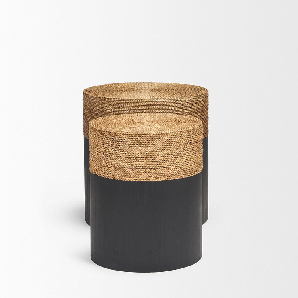 Mercana - Wenopa Matte Black Wood w/ Natural Jute Accent Tables - 71048 view 3