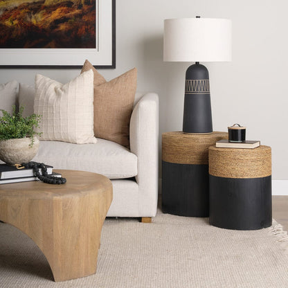 Mercana - Wenopa Matte Black Wood w/ Natural Jute Accent Tables - 71048 view 10