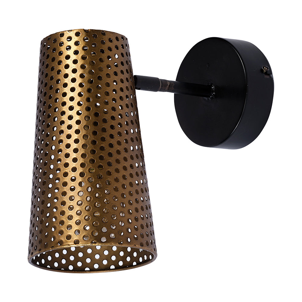 Mercana - Wesley I 11x10.2 Gold Toned Perforated Metal Cone Wall Sconce - 68426_CLOSEOUT view 1