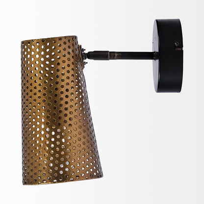 Mercana - Wesley I 11x10.2 Gold Toned Perforated Metal Cone Wall Sconce - 68426_CLOSEOUT view 2