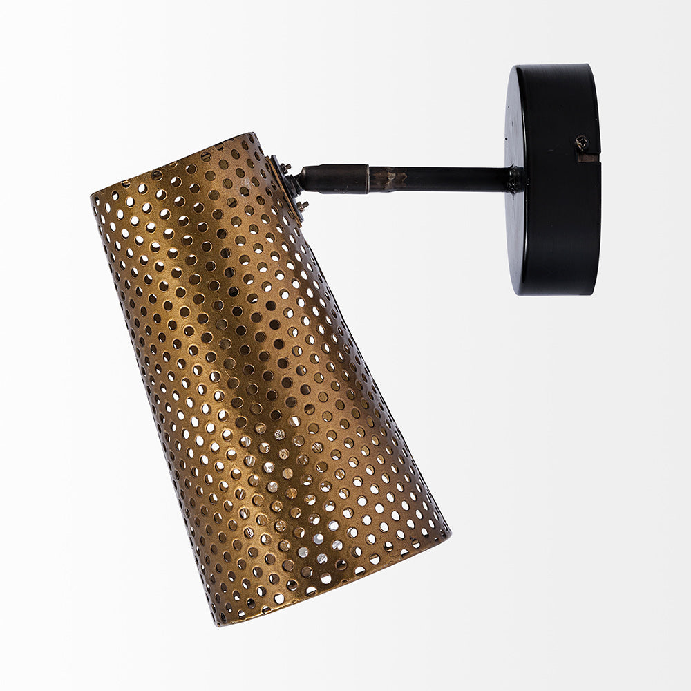 Mercana - Wesley I 11x10.2 Gold Toned Perforated Metal Cone Wall Sconce - 68426_CLOSEOUT view 3