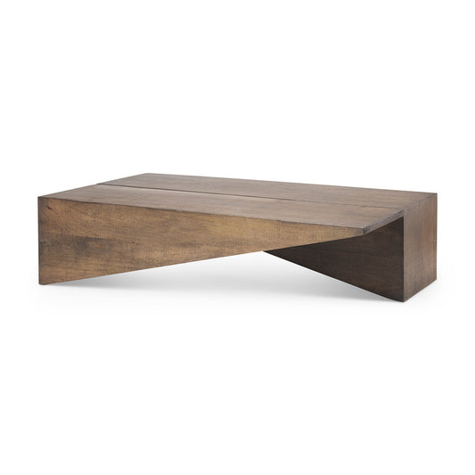 Mercana - West 55L x 32W x 14H Medium Brown Wooden Angled Coffee Table - 69781 view 1