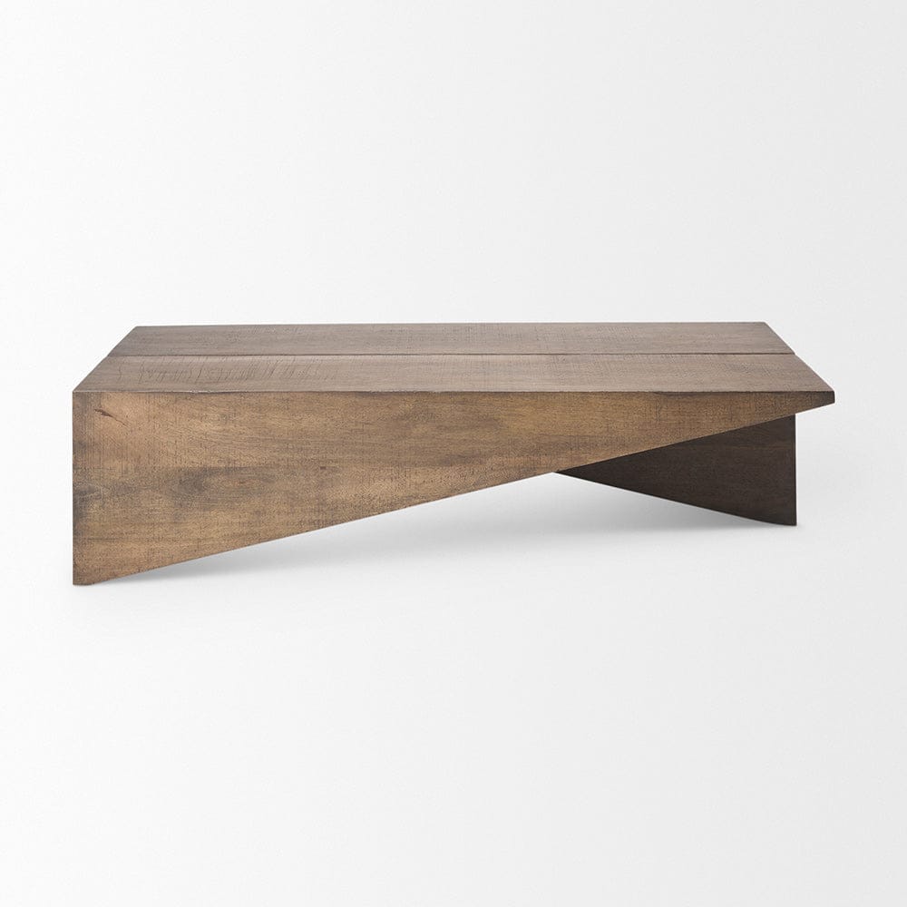 Mercana - West 55L x 32W x 14H Medium Brown Wooden Angled Coffee Table - 69781 view 2
