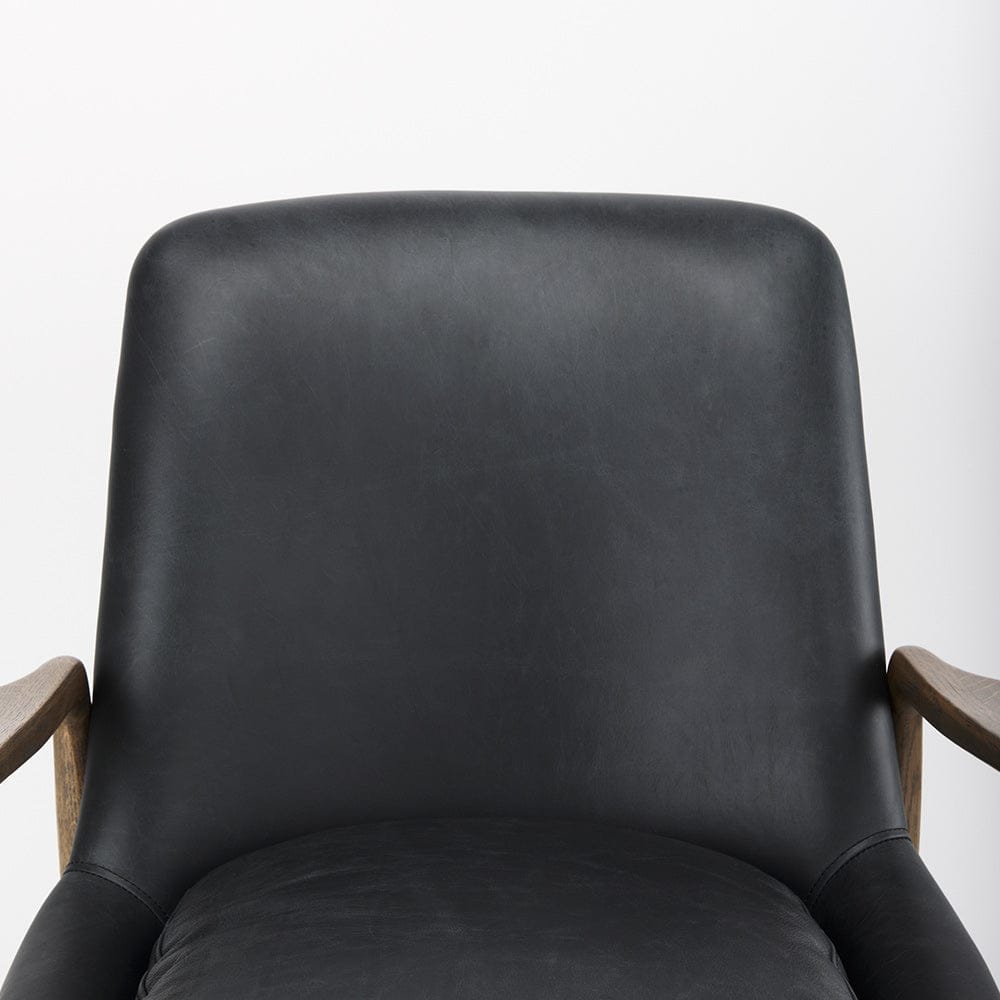 Mercana - Westan Black Genuine Leather W/Medium Brown Wood Accent Chair - 69813 view 6