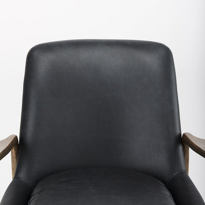 Mercana - Westan Black Genuine Leather W/Medium Brown Wood Accent Chair - 69813 view 6