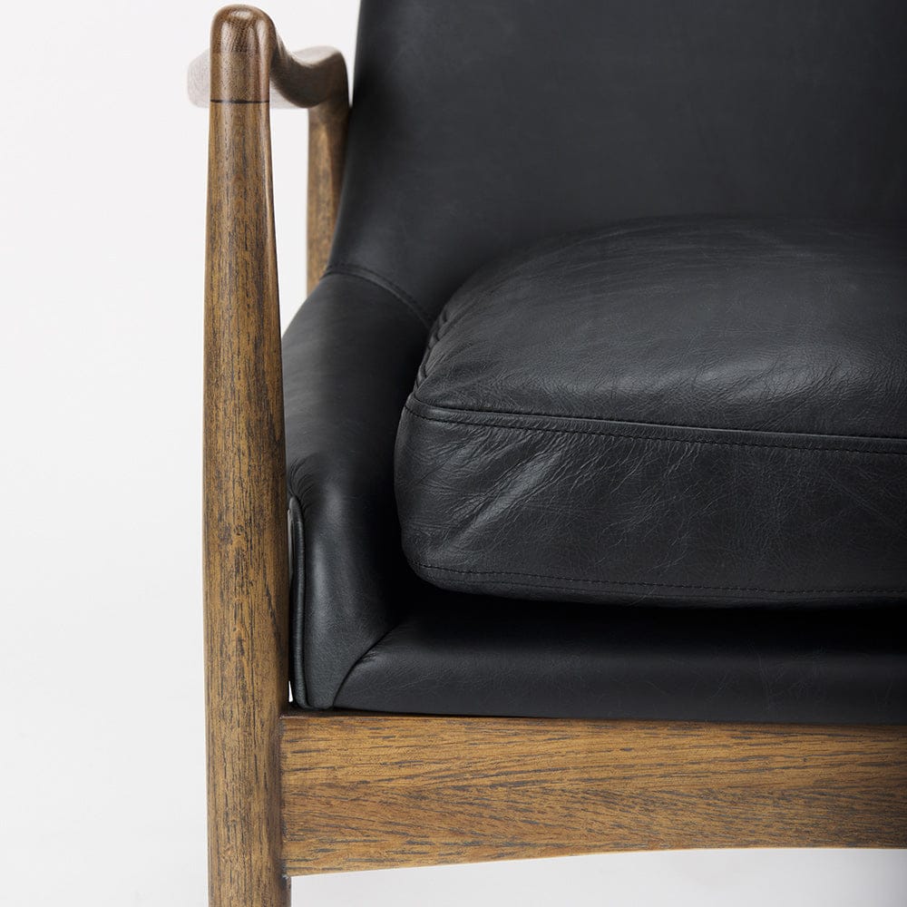 Mercana - Westan Black Genuine Leather W/Medium Brown Wood Accent Chair - 69813 view 8