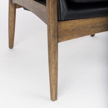 Mercana - Westan Black Genuine Leather W/Medium Brown Wood Accent Chair - 69813 view 10