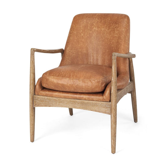 Mercana - Westan Cognac Faux Leather W/Medium Brown Wood Accent Chair - 69815 view 1