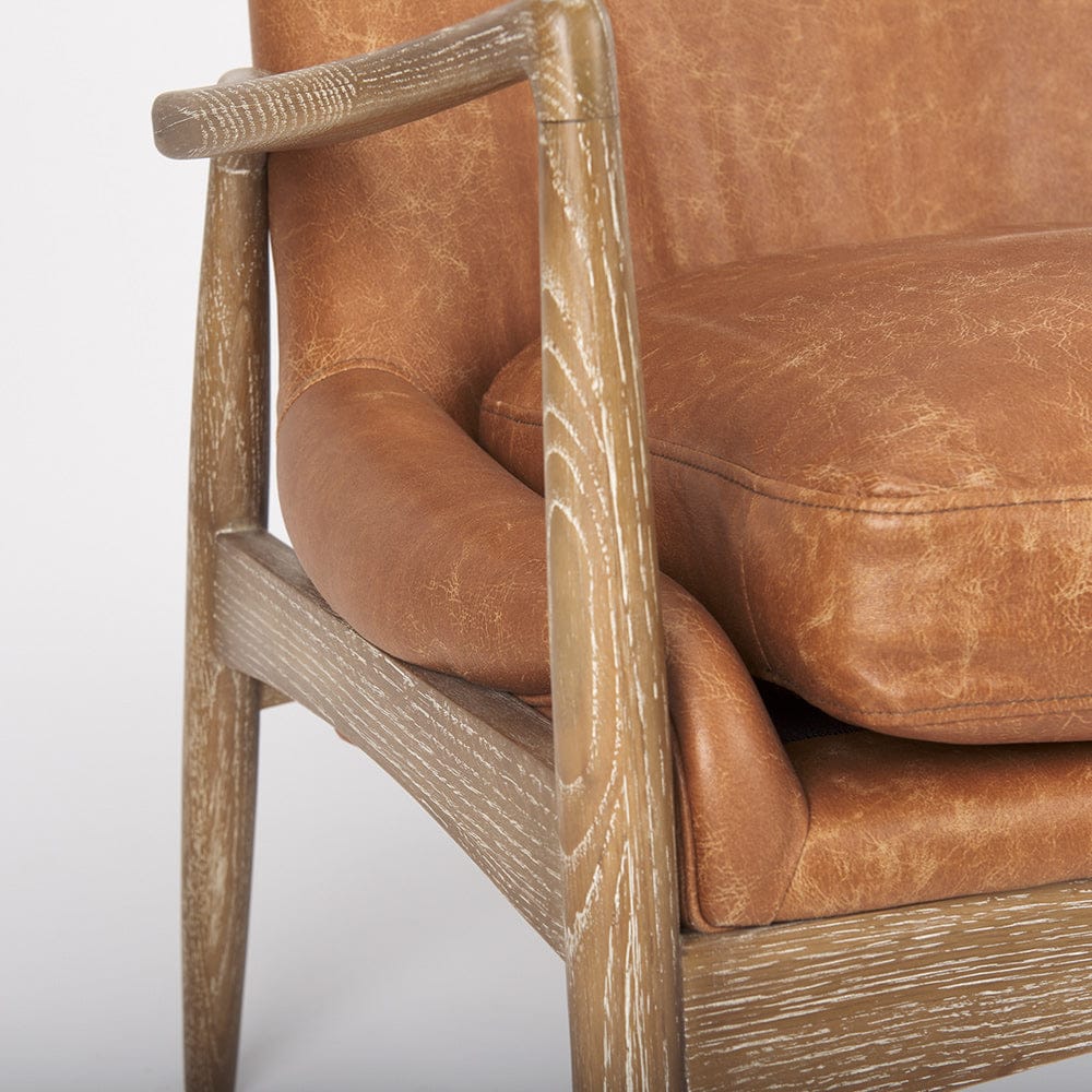 Mercana - Westan Cognac Faux Leather W/Medium Brown Wood Accent Chair - 69815 view 9