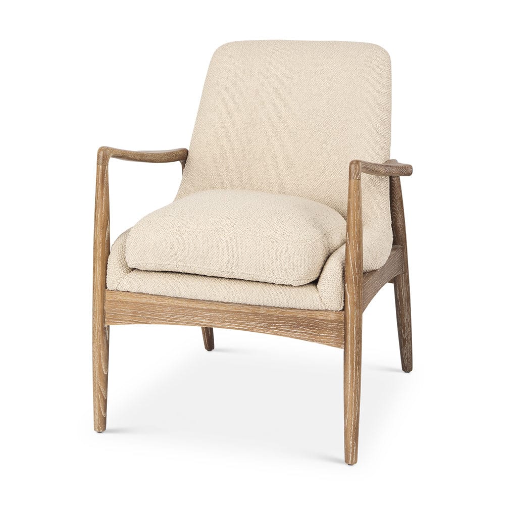 Mercana - Westan Cream Boucle Fabric W/Light Brown Wood Accent Chair - 69814 view 1