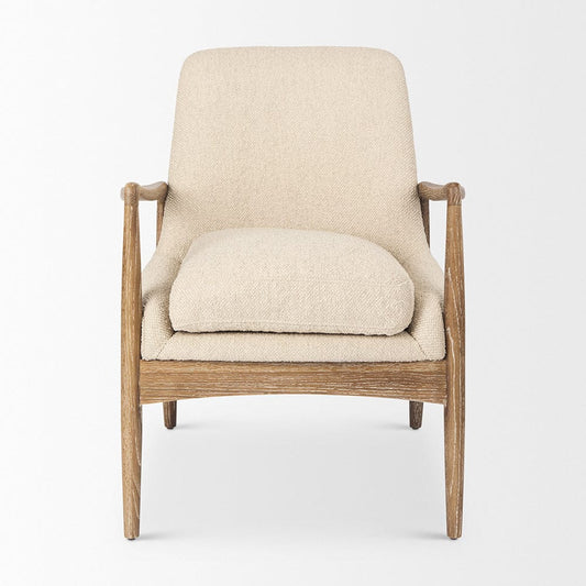 Mercana - Westan Cream Boucle Fabric W/Light Brown Wood Accent Chair - 69814 view 2