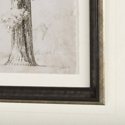 Mercana - Westcoast Tree Drawing I by Mercana Studio Hand Embellished Framed Art Print Matted under Glass - 14715 view 6