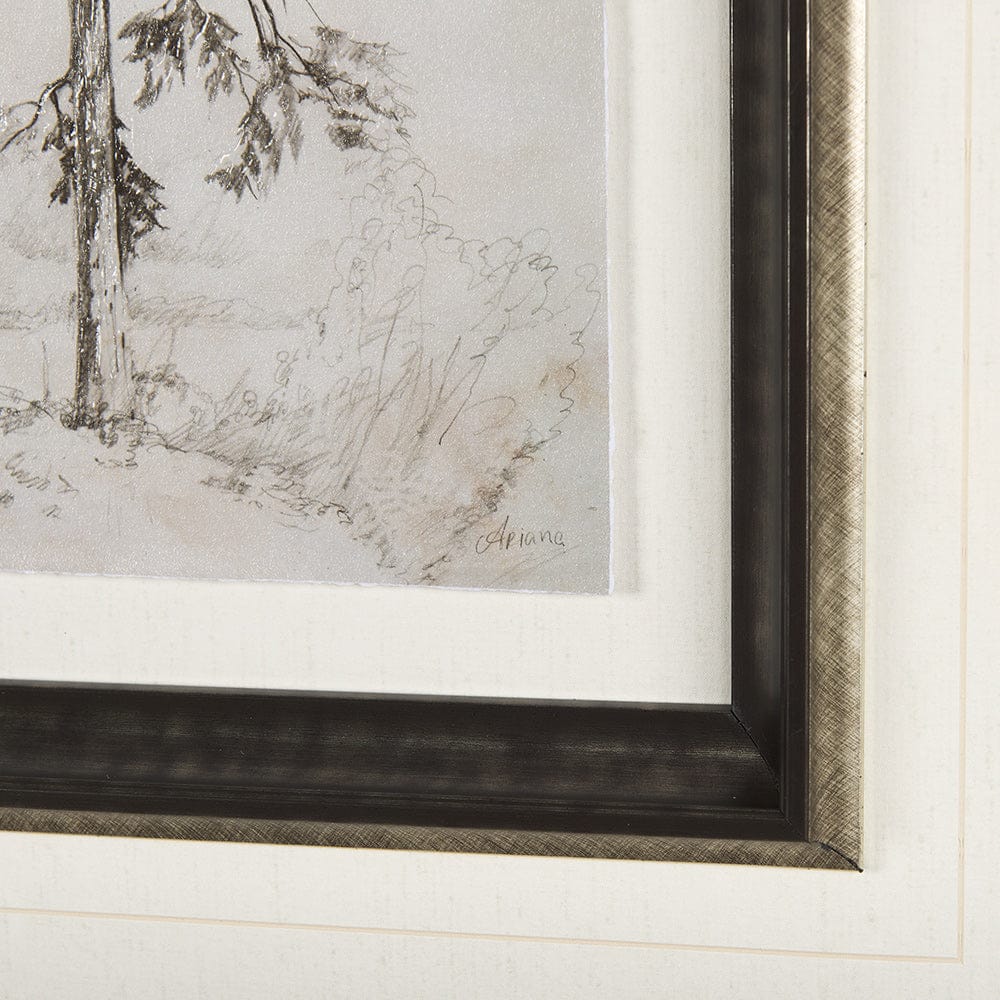 Mercana - Westcoast Tree Drawing II by Mercana Studio Hand Embellished Framed Art Print Matted under Glass - 14716 view 6
