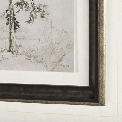 Mercana - Westcoast Tree Drawing II by Mercana Studio Hand Embellished Framed Art Print Matted under Glass - 14716 view 6