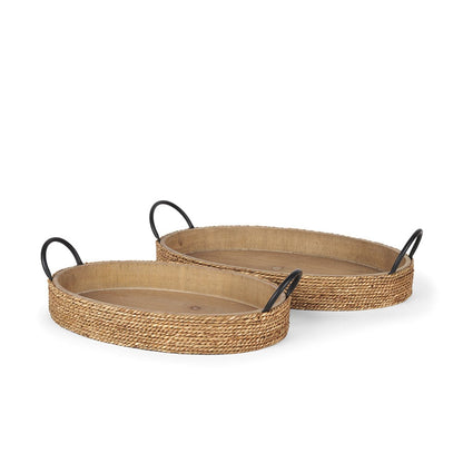 Mercana - Wheaton Light Brown Wood w/ Natural Jute Serving Trays - 71046 view 1