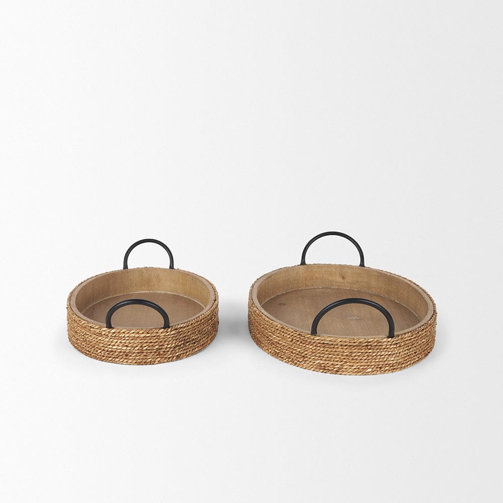 Mercana - Wheaton Light Brown Wood w/ Natural Jute Serving Trays - 71046 view 3