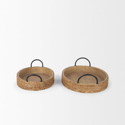 Mercana - Wheaton Light Brown Wood w/ Natural Jute Serving Trays - 71046 view 3