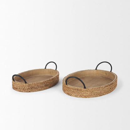 Mercana - Wheaton Light Brown Wood w/ Natural Jute Serving Trays - 71046 view 4