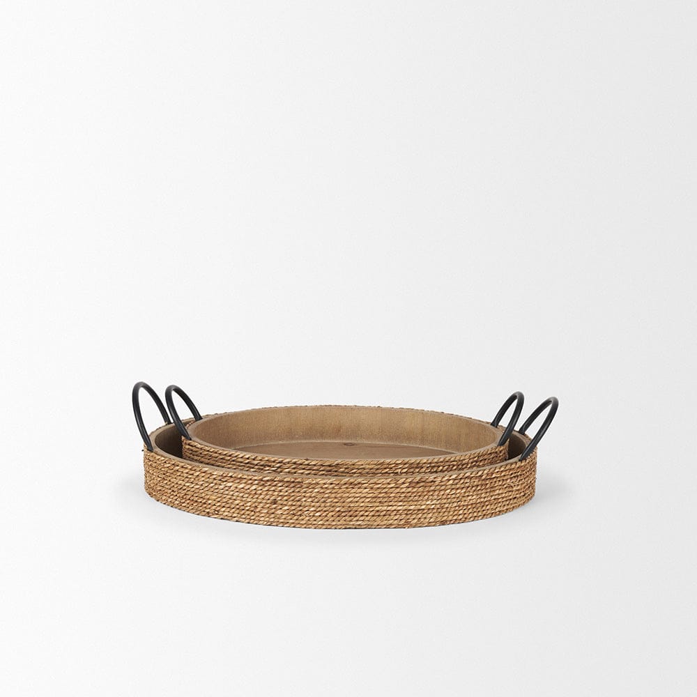 Mercana - Wheaton Light Brown Wood w/ Natural Jute Serving Trays - 71046 view 5